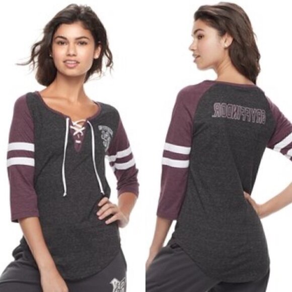 Harry Potter Shirt S Lace Up Gryffindor Embroidered Lion Varsity Quidditch - Picture 4 of 11